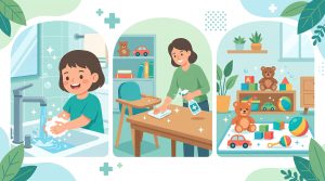 Dấu hiệu nhận biết sớm và cách phòng tránh bệnh tay chân miệng qua rửa tay sạch, lau dọn bề mặt và giữ nhà cửa vệ sinh cho trẻ nhỏ
